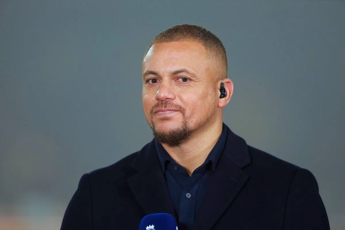 Television pundit Wes Brown looks on during the Premier League match between Wolverhampton Wanderers FC and Manchester United FC