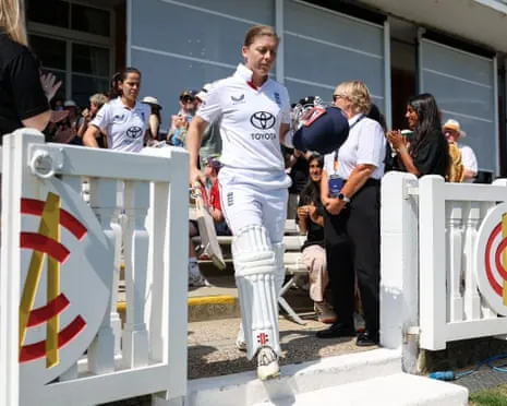 Heather Knight strides out to bat for England at Lord’s on Saturday