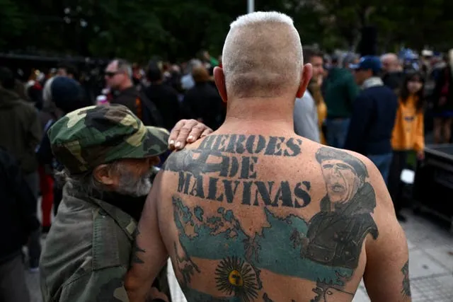 Falklands War veterans attend a ceremony in Buenos Aires in 2024 to commemorate the 42nd anniversary of the conflict