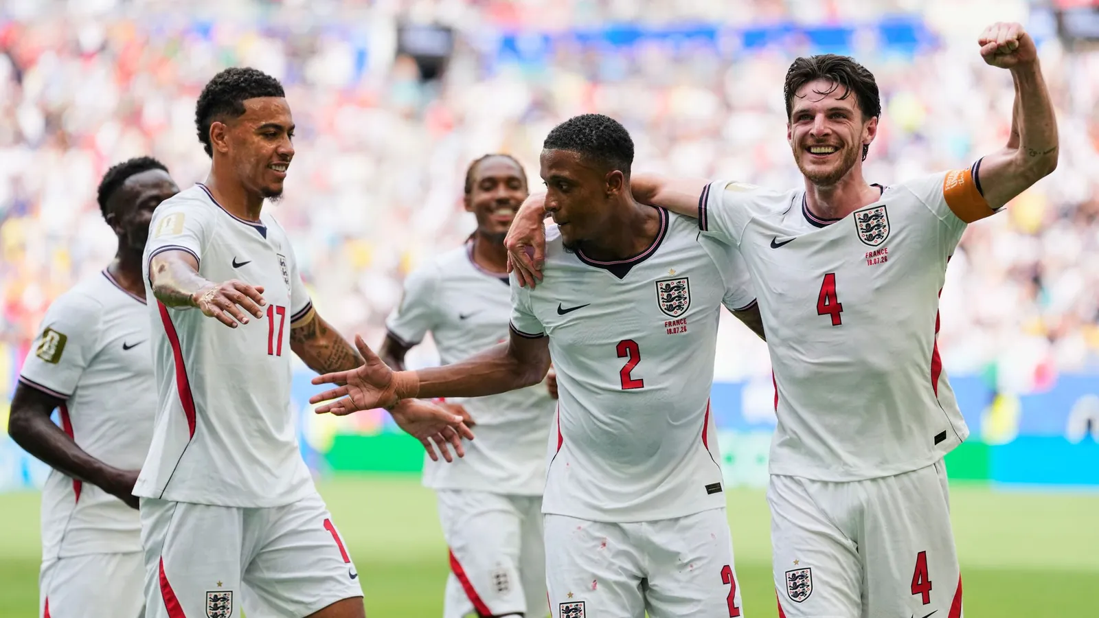 England went 2-0 in front thanks to Declan Rice and Ezri Konsa goals