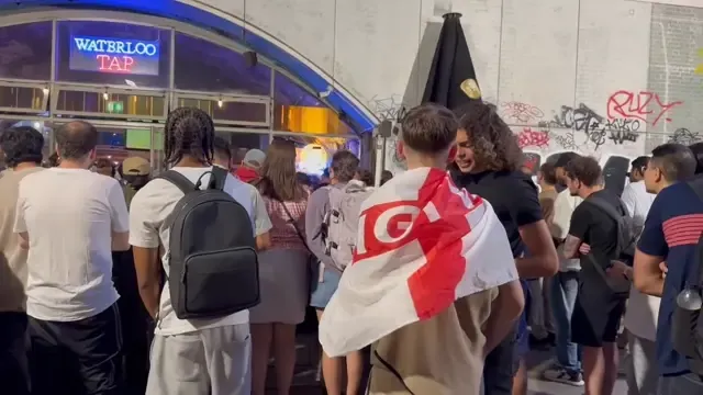 UK: England fans in London watch England-Argentina World Cup match.