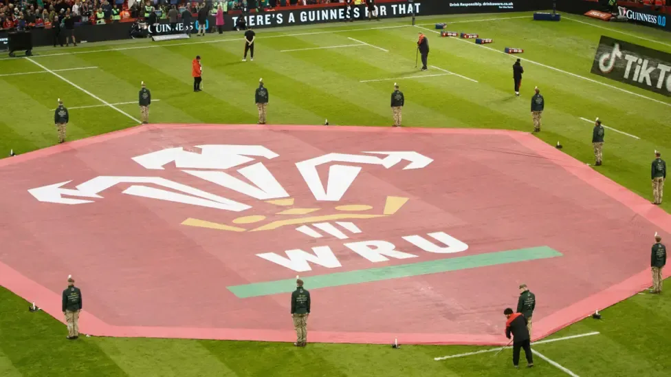 The WRU logo at the Principality Stadium in Cardiff