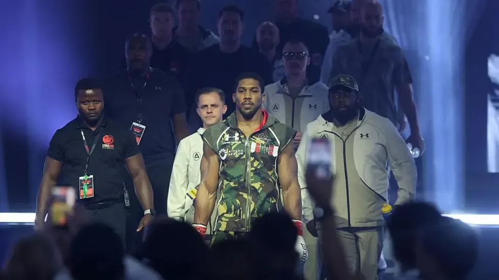Anthony Joshua walking to the ring