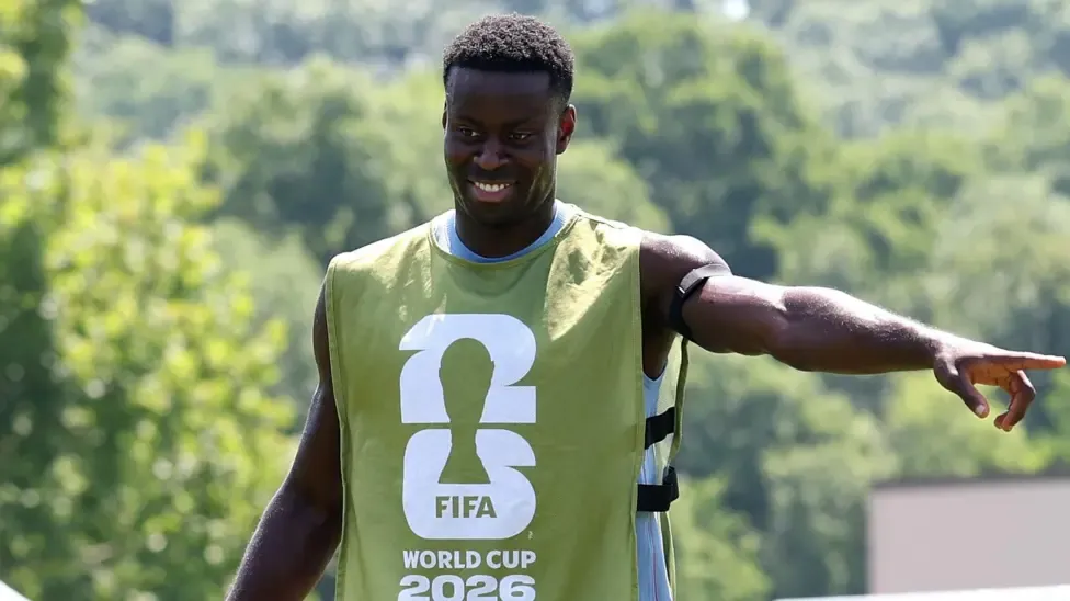 England defender Marc Guehi during a training session before the World Cup semi-final against Argentina