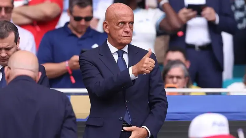 Fifa chief refereeing officer Pierluigi Collina gives a thumbs up during the FIFA World Cup 2026 Quarter Final match between Norway and England