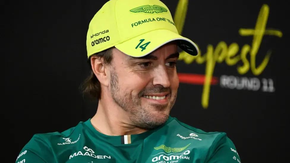 Fernando Alonso pictured in the official FIA news conference at the Hungarian Grand Prix